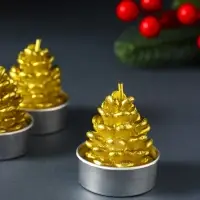 Набор свечей новогодних &laquo;Шишка золотая&raquo;, 4&times;6 см, 3 шт.