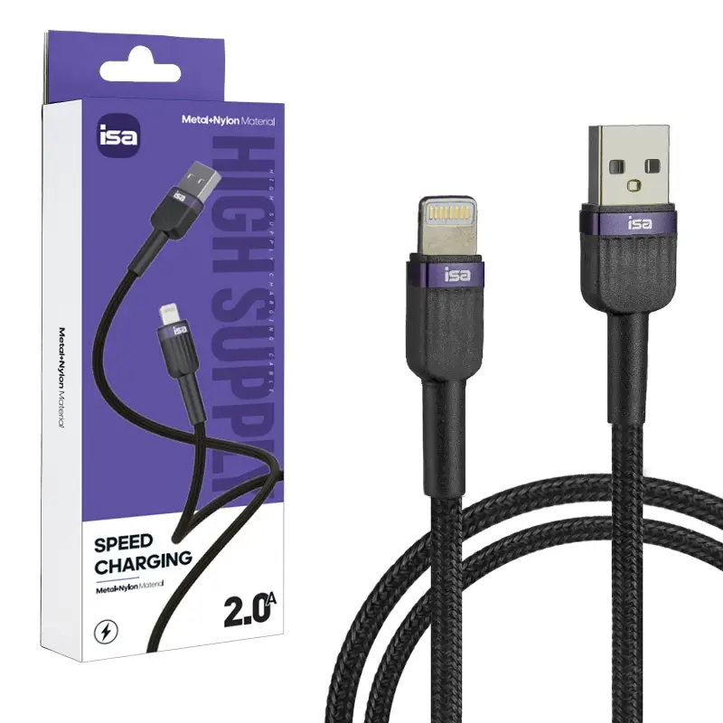 Кабель BX-7 USB на Lightning 1m 2A ISA черно-фиолетовый Кабель BX-7 USB на Lightning 1m 2A ISA черно-фиолетовый