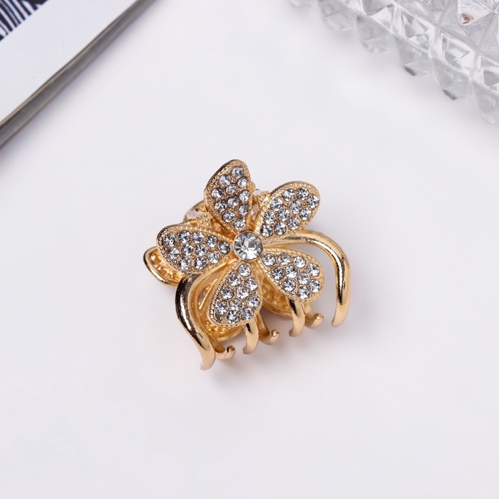 Краб для волос Краб для волос "Одри" цветок стиль, 2,5 см, золото