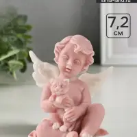 Фигурка &laquo;Ангелочек с котенком&raquo;, мраморная крошка, 7.2 см