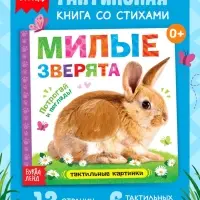 Книжка тактильная &laquo;Милые зверята&raquo;, 6 тактильных вставок, 12 стр.