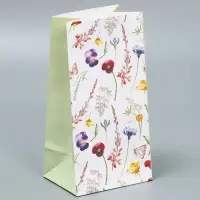 Пакет подарочный без ручек «Цветы», 10×19.5×7 см