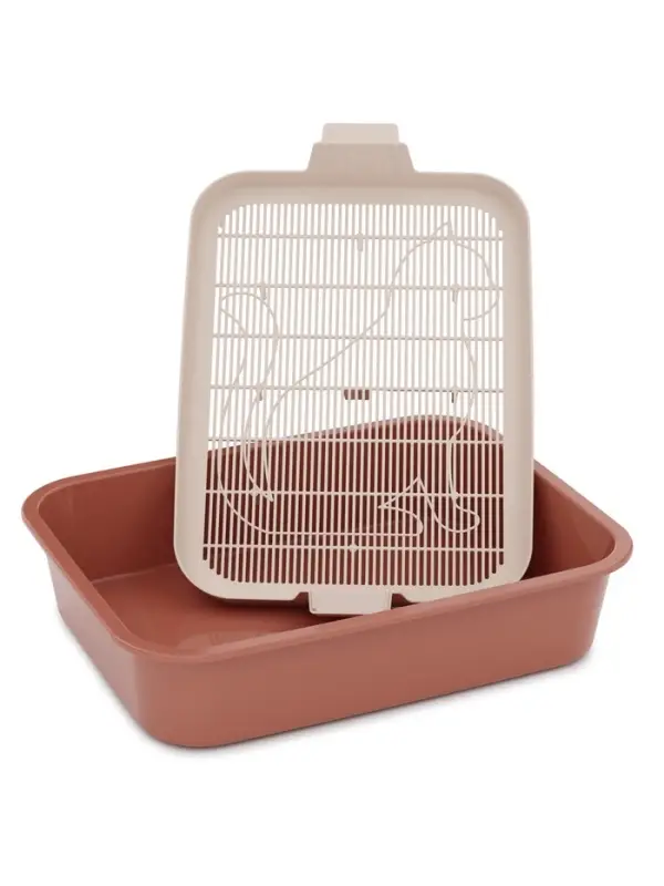 Туалет для кошек &laquo;Мур-мяу&raquo;, 33&times;25&times;7 см, с сеткой, пластик, цвет коралловый
