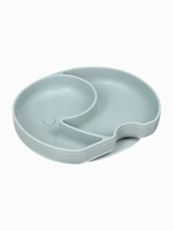 Силиконовая тарелка секционная детская, серая