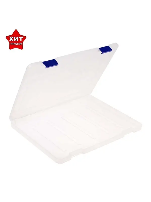 Папка для документов А4 Стамм, 230&times;305&times;23 мм, пластик, прозрачный корпус, синие защелки