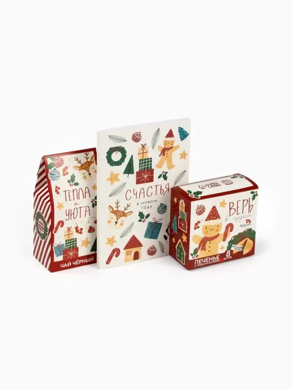 Набор чай 50 г, печенье с предсказанием, ежедневник «Тепла и уюта»
