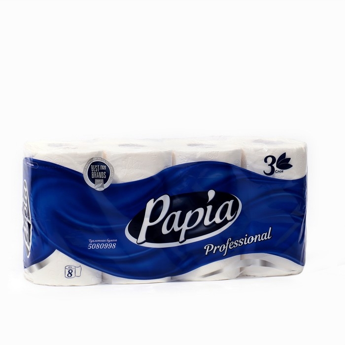 Туалетная бумага Papia Professional, 3 слоя, 8 рулонов Туалетная бумага Papia Professional, 3 слоя, 8 рулонов