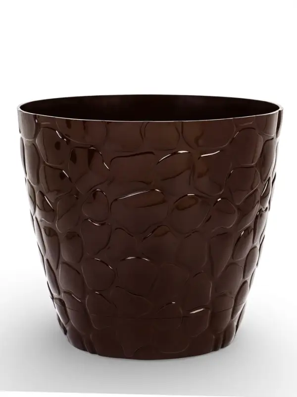 Горшок для цветов с поддоном &laquo;Камешки&raquo;, 8 л, пластик, шоколадный