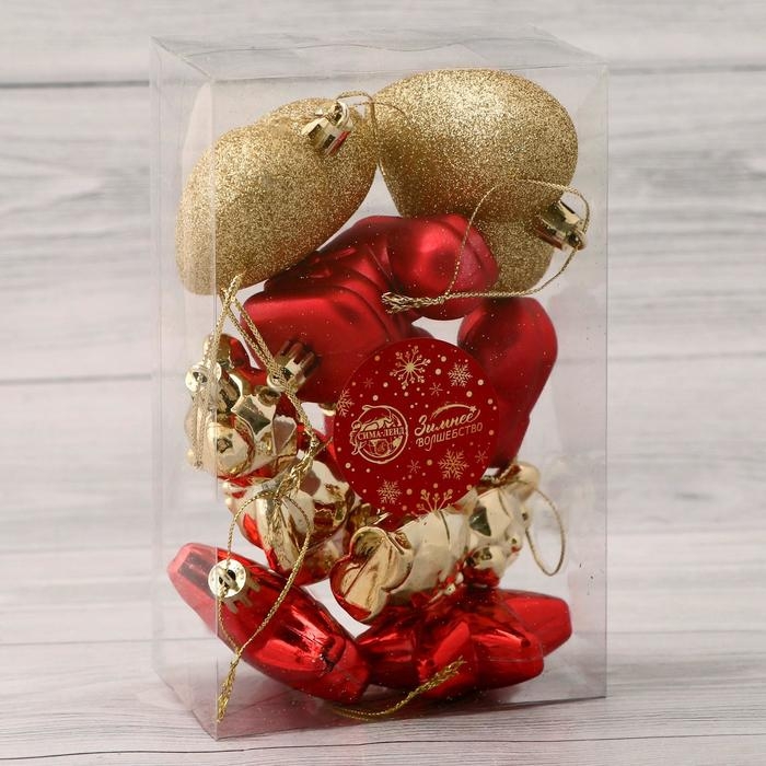 Набор украшений пластик 8 шт Набор украшений пластик 8 шт "Диско мишки ассорти" золото красный