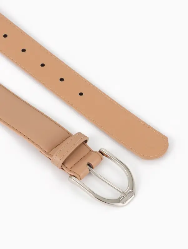 Ремень женский, 3.5&times;110 см, 1 прокол, серебристая пряжка, без винта, бежевый