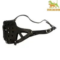 Намордник кожаный, цельнокроенный, длина по носу 6.5 см, ОМ 35 см, ротвейлер, чёрный