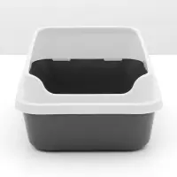 Туалет для кошек &laquo;Сима Люкс&raquo;, 30&times;39&times;19 см, с бортом, пластик, серый, тёмно-серый