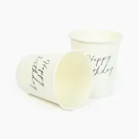 Стакан одноразовый бумажный «Happy Birthday», белый 250 мл