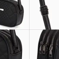 Сумка женская кросс-боди на молнии, 19&times;7&times;15 см, в клетку, чёрная