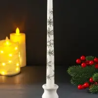 Свеча античная "Снежинки" 255х22 мм, с декором Свеча античная "Снежинки" 255х22 мм, с декором