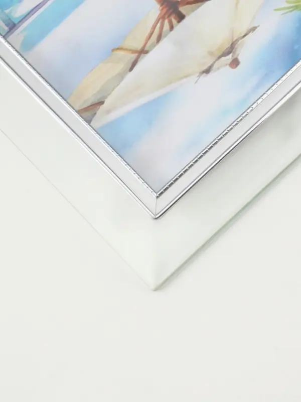 Фоторамка стекло 15х20 см "Серебряный кант" горизонталь, выгнутая 25,5х21 см