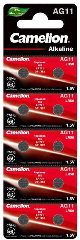 Батарейка Camelion G11/LR721/LR58/362A/162 BL10 Alkaline 1.5V Батарейка Camelion G11/LR721/LR58/362A/162 BL10 Alkaline 1.5V