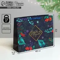 Пакет подарочный новогодний ламинированный &laquo;С Новым годом&raquo;, L 40&times;31&times;11.5 см