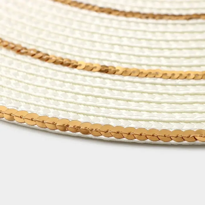 Салфетки сервировочные на стол Доляна, 4 шт., d=38 см, белые с золотым узором