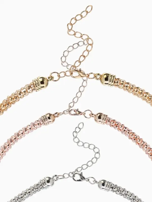 Чокер "Стиль" (набор 3шт) плетение, тянется, цветной 35+удл