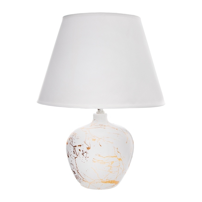 Настольная лампа с абажуром RISALUX «Сарин», Е27, 40 Вт, бело-золотой, 30×30×39.5 см Настольная лампа с абажуром RISALUX «Сарин», Е27, 40 Вт, бело-золотой, 30×30×39.5 см