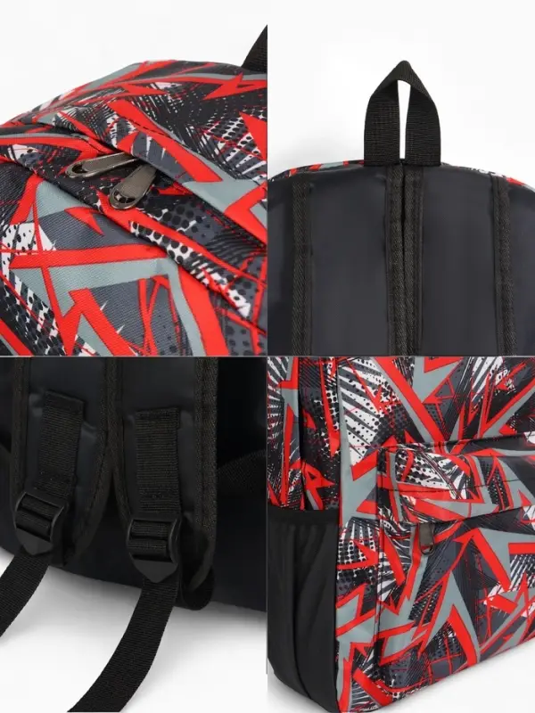 Рюкзак школьный на молнии, с карманами, с принтом, 30&times;13&times;42 см, чёрный