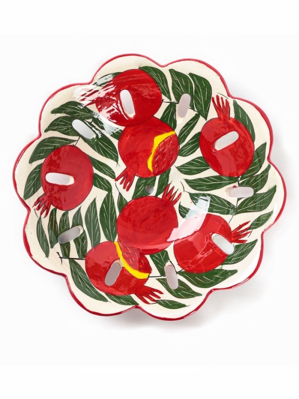 Фруктовница Риштанская Керамика 28 см Гранат