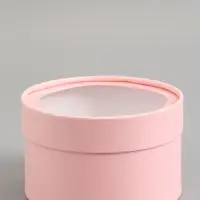 Подарочная коробка розовая, завальцованная с окном, 16 х 11 см