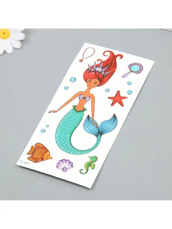 Переводные тату на тело цветные «Русалка в тиаре», 9×19 см