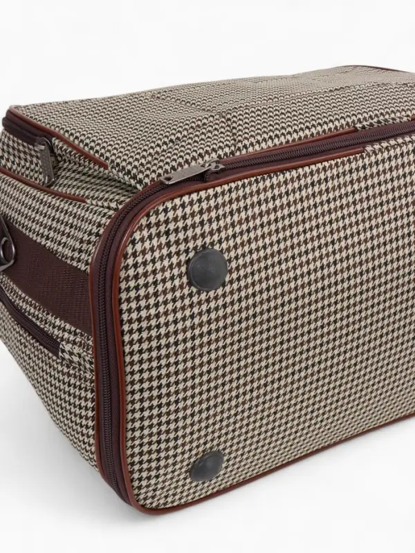 Сумка дорожная на молнии, наружный карман, длинный ремень, бежевая/коричневая