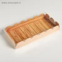 Коробка для печенья, кондитерская упаковка с пластиковой крышкой, Hand made, 10.5 х 21 х 3 см