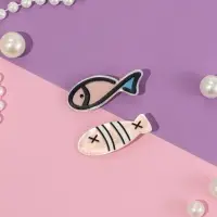 Зажим для волос "Мультизаврик" (набор 2 шт) рыбки крестики, 5,5 см