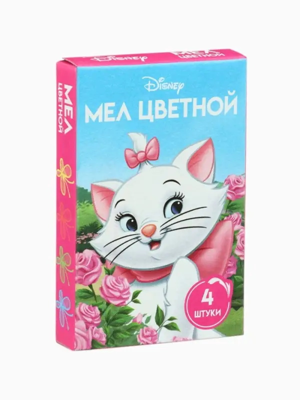 Мелки цветные школьные, 4 шт., Коты аристократы, прямоугольные Мелки цветные школьные, 4 шт., Коты аристократы, прямоугольные