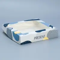 Кондитерская упаковка, коробка с ламинацией «Present», 20 х 20 х 4 см