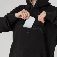 Худи унисекс с карманом на груди Chest Pocket, черное, размер XL/2XL
