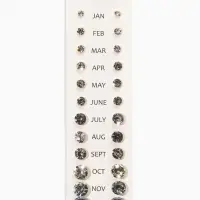 Серьги пусеты One year, 12 пар, классика, белые в серебре