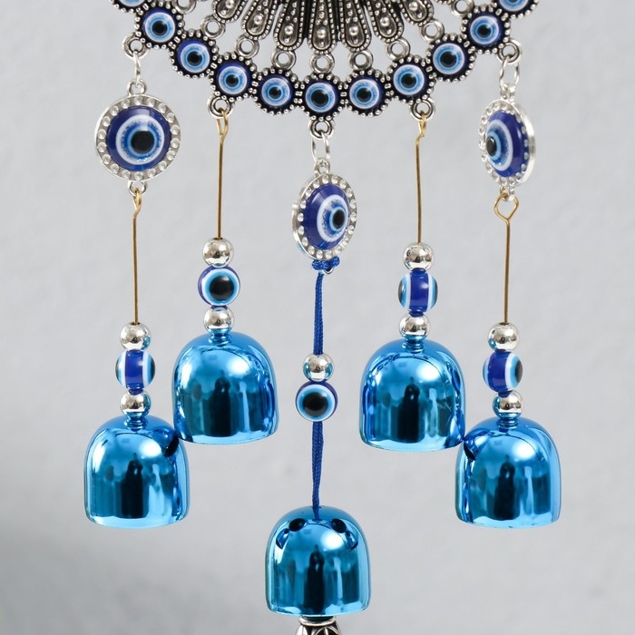 Музыка ветра металл, пластик Музыка ветра металл, пластик "Мандала от сглаза" 5 колокольчиков, кисточка h=30 см