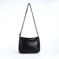 Сумка женская, кросс-боди, средний размер, на молнии, 20&times;8.5&times;15 см, чёрная