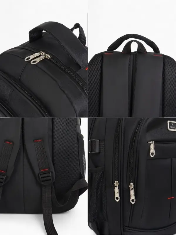 Рюкзак школьный на молнии, с карманами, однотонный, 31&times;14&times;46 см, чёрный