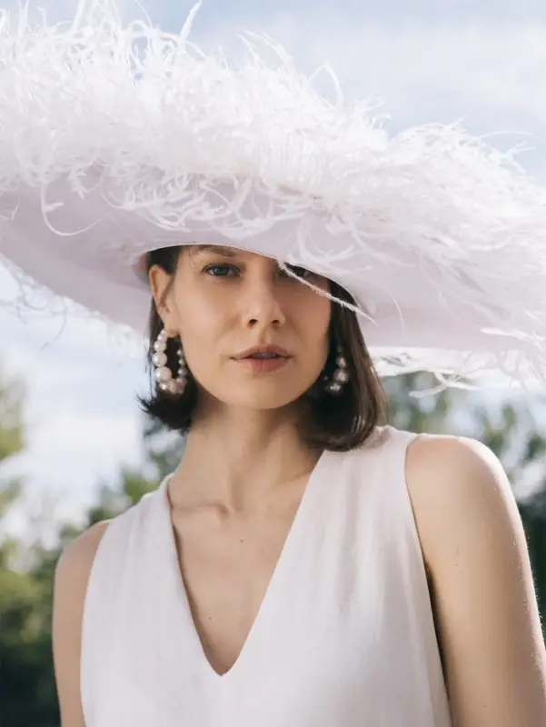 Серьги кольца с жемчугом QF &laquo;Нежность жемчуга&raquo;, d=8 см, белые в золоте