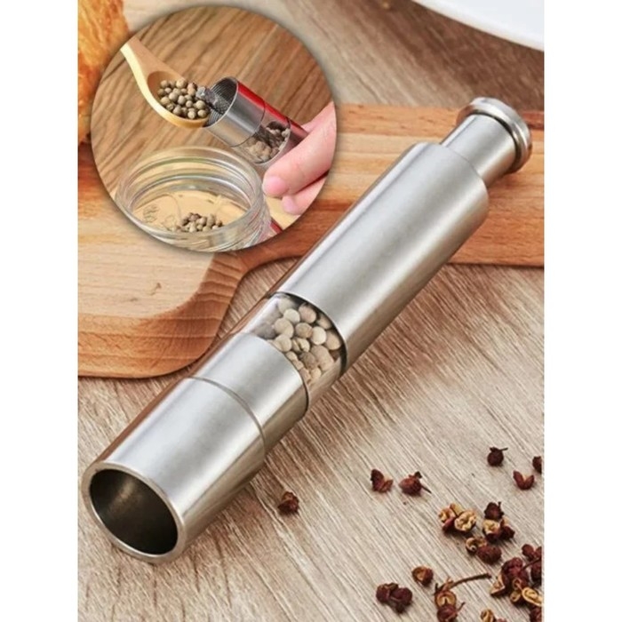 Мельница для специй Доляна «Элит», 15×3 см, металлический механизм, цвет серебряный Мельница для специй Доляна «Элит», 15×3 см, металлический механизм, цвет серебряный