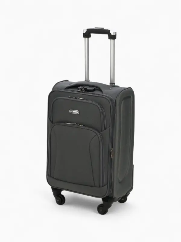 Чемодан 20 Чемодан 20", Текст, 37*23*54, отд на молнии, 2 нар/карм, увелич, код замок, 4 колеса, серый 108759