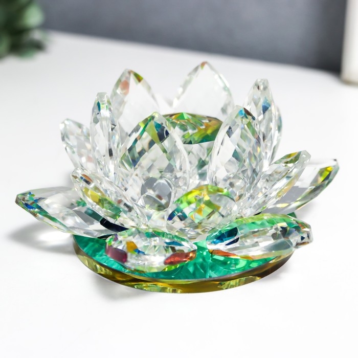 Сувенир стекло  Сувенир стекло "Лотос кристалл трехъярусный голография" d=11 см