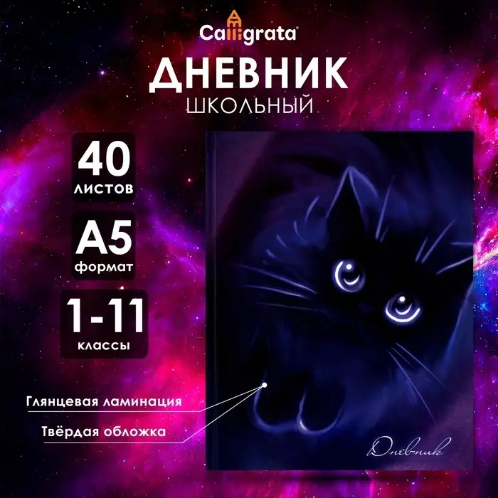 Дневник универсальный для 1-11 классов, "Котенок", твердая обложка 7БЦ, глянцевая ламинация, 40 листов