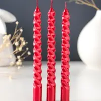 Набор свечей витых, 1.5&times;15 см, 3 шт., рубиновые
