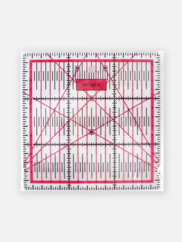 Линейка для квилтинга и пэчворка, 15&times;15 см, s=2.5 мм, розовая