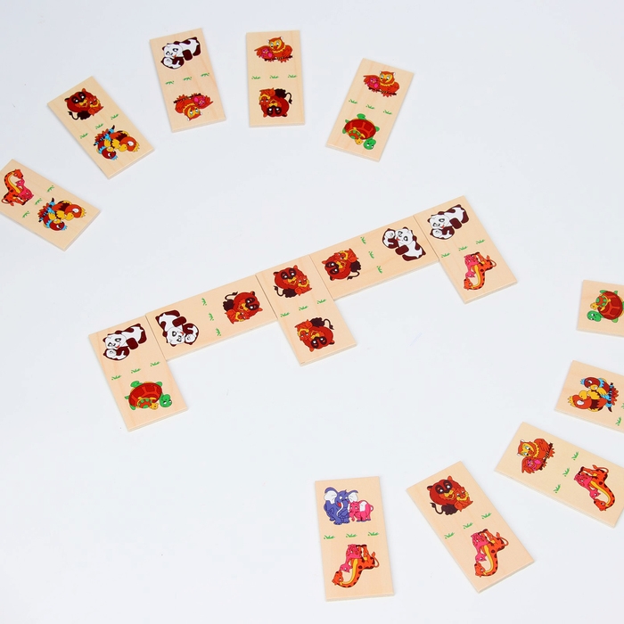 Домино &laquo;Звери с детёнышами&raquo; 10,5 &times; 18,5 &times; 5 см