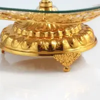 Этажерка-фруктовница квадратная, 2 яруса, 29&times;29 см, 17&times;17 см, высота 43 см, стекло, золотистая