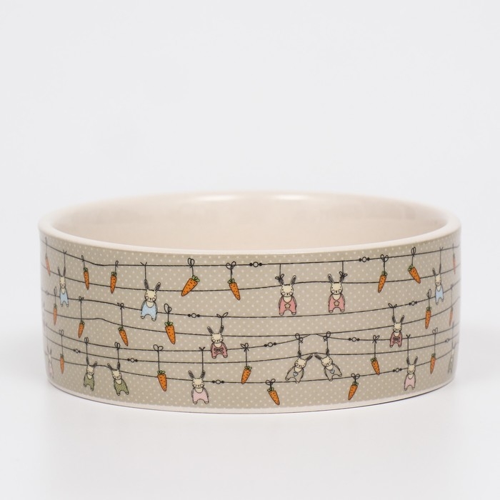 Миска керамическая  Миска керамическая "Кроличьи игрушки" 300мл, 11,5 х 5 см, бело-серая