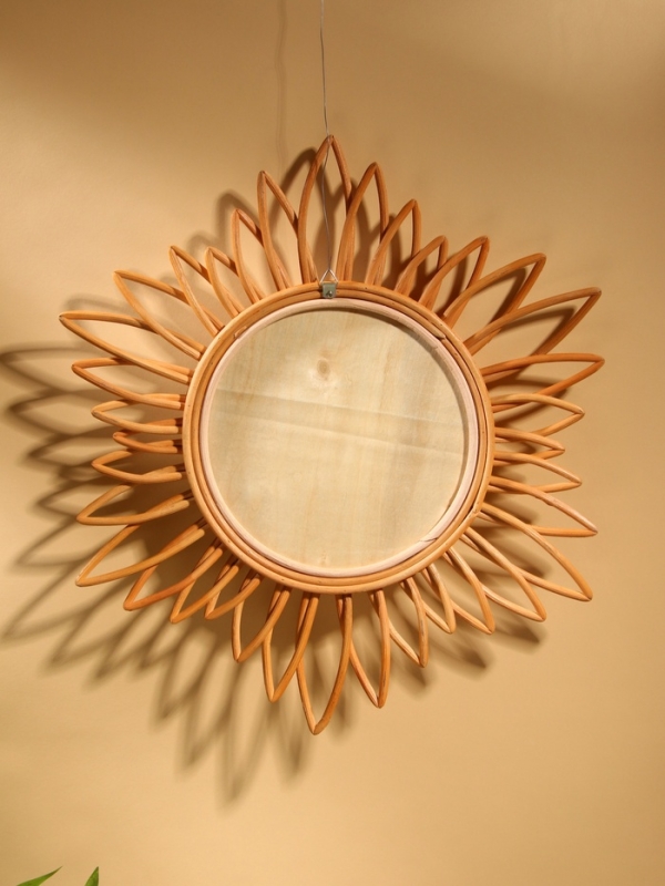 Зеркало настенное, 60х60х3 см, ротанг